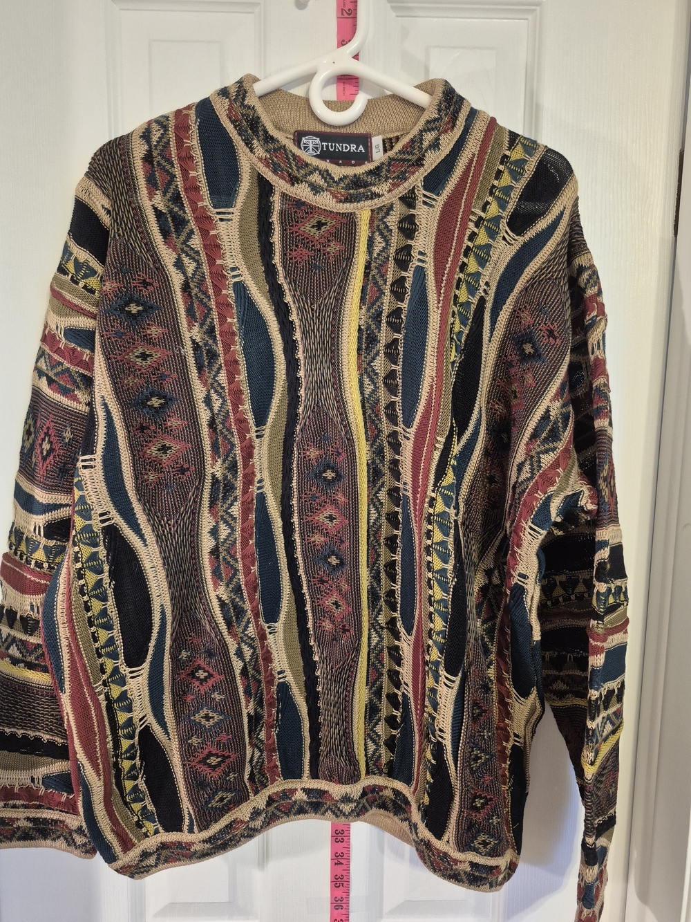 Vintage Tundra NWOT NOS Men’s Multicolor Patterned 3D Coogi Style Sweater Lg